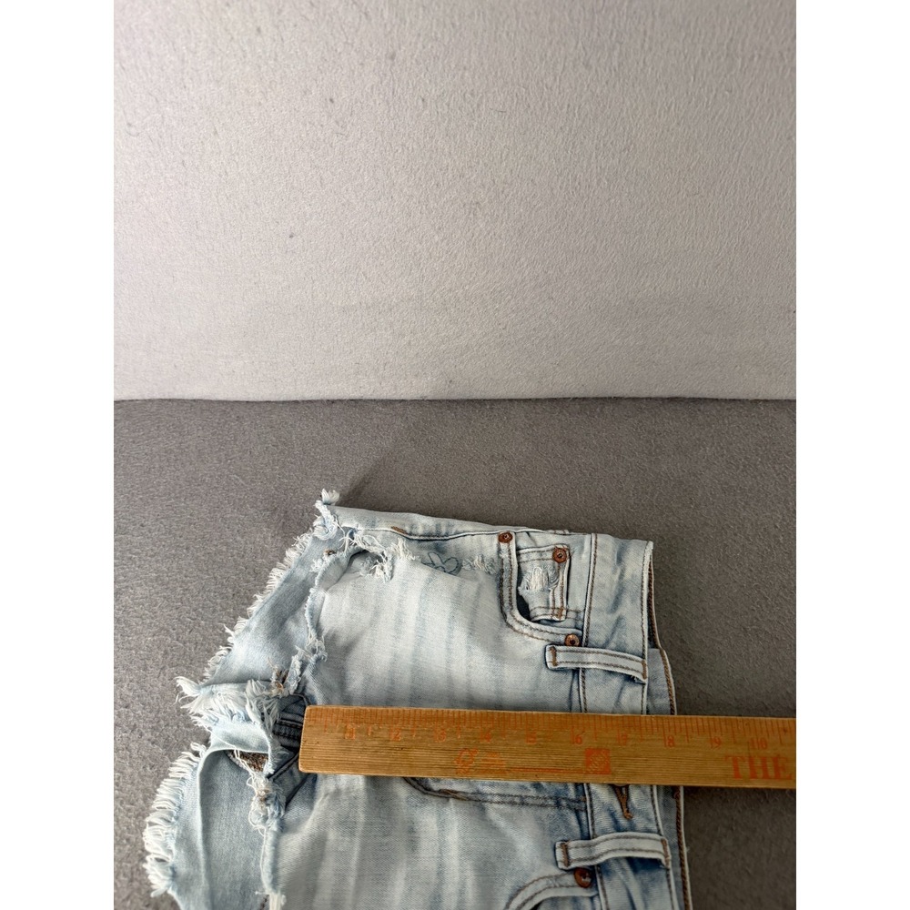 American Eagle Hi-Rise Shortie Jean Shorts 000 Denim Cut Off Coquette Soft Girl - Picture 8 of 13